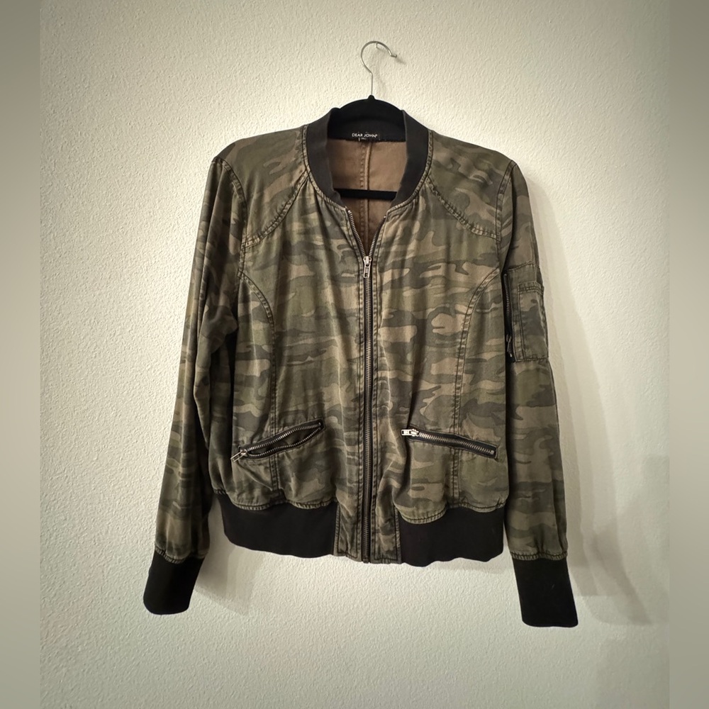 Dear John Green and Black Camo Bomber Jacket Relaxed Fit
